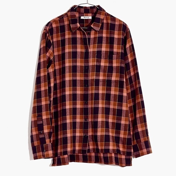 Madewell Flannel Oversized Ex-Boyfriend Shirt in Gideon Plaid Cotton Size Small - Picture 4 of 12